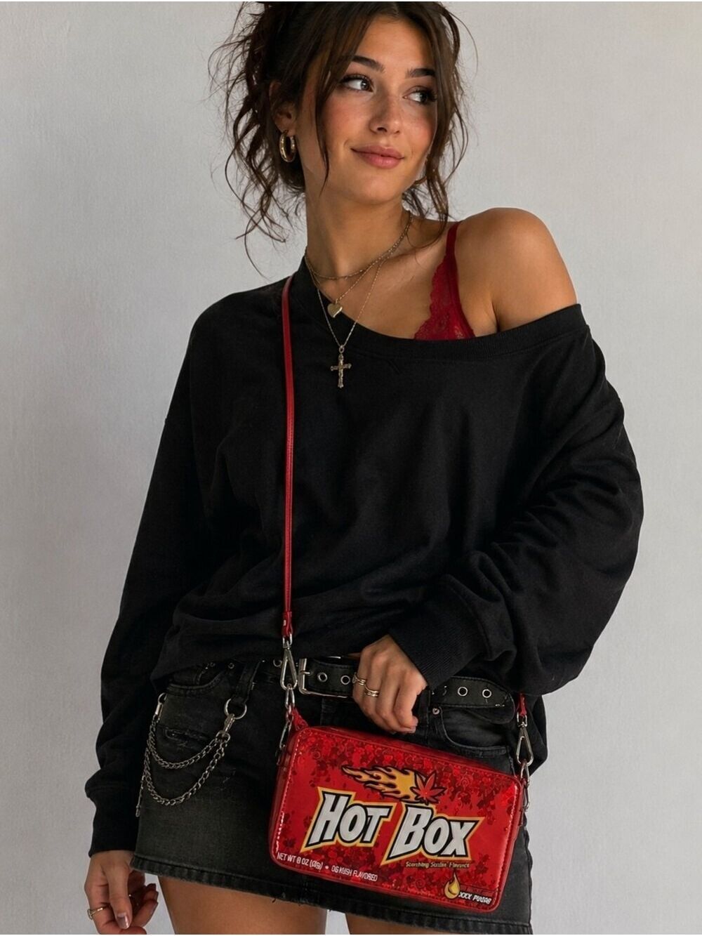 Current Mood Hot Box Red Glitter Crossbody Bag Novelty Purse
